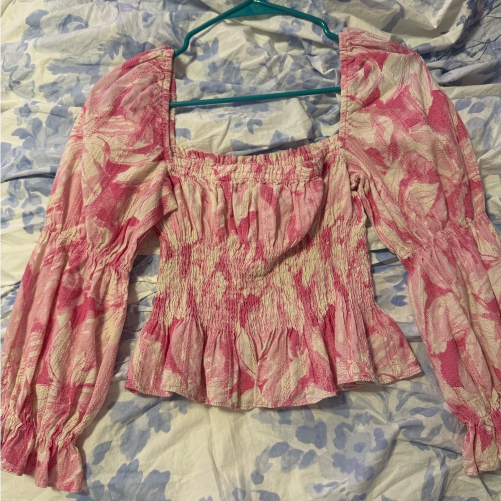 long sleeve pink top